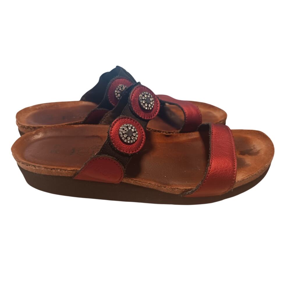 Naot Marissa slide sandals Made in Israel shimmer leather EU 39 US 8.5
